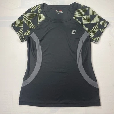 Fila Women's Black and Green Geometric Top - Image 1 of 4