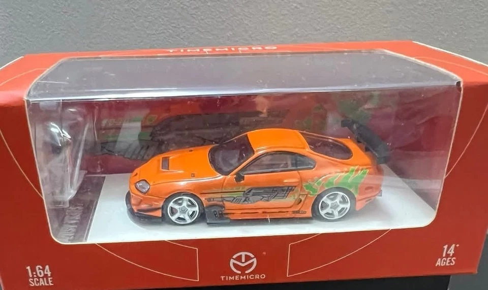 Time Micro 1:64 Orange Toyota Supra A80Z Fast & Furious with Paul Walker Figure  - Image 1 of 1