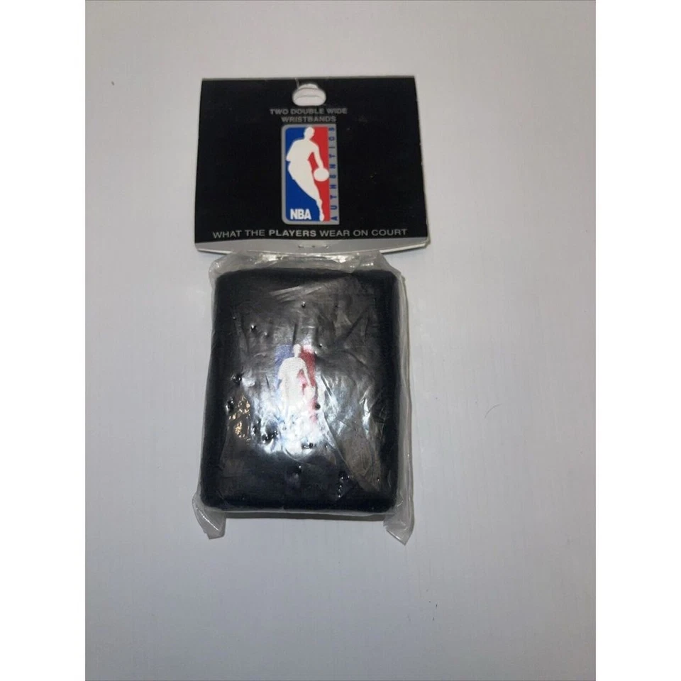 VINTAGE NBA TWO DOUBLE WIDE WRISTBANDS For Bare Feet Originals Black NEW - Image 1 of 1