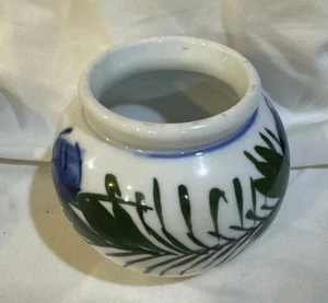 Korean Vase Joseon Dynasty Hand Painted Leaves Flowers White Jar 6” - Picture 1 of 5