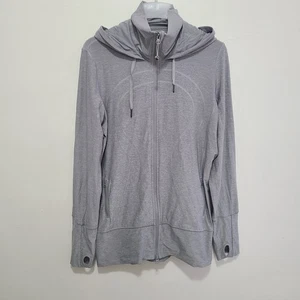 Sudadera con capucha Lululemon para mujer con cremallera completa talla 12 gris agujeros para el pulgar - Imagen 1 de 8