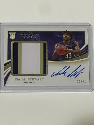 2020-21 Immaculate Collegiate Gold /25 Isaiah Stewart RPA Rookie Patch Auto RC - Image 1 of 3