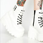 Mode Damen Punk Gothic Schuhe Keilabsatz Plateau Reißverschluss Schnürstiefeletten