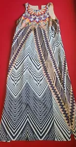 🌟 HD in PARIS Anthropologie Solstice Geometric Print Silk Midi Dress Sz 4 - Picture 1 of 6