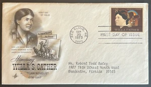 WILLA S CATHER #1487 SEP 20 1973 RED CLOUD NE FIRST DAY COVER (FDC) BX5 - Picture 1 of 1