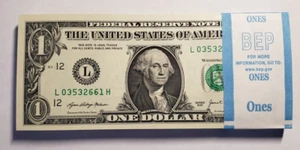1 $ Scheine UNC 2021 Full BEP Strap L 03532661 H bis L 03532761 H "Fog City" 😎 - Bild 1 von 3