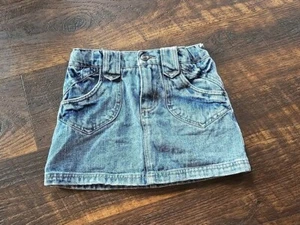Girls Xhilaration Light Wash Denim Skirt Size 6x Builtin Shorts And Adjustable - Picture 1 of 11