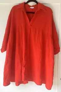 Rhode übergroße Gaze Kaftan Minikleid Vertuschung Tunika Einheitsgröße rot orange EUC - Bild 1 von 9