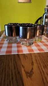 Vintage MCM Dorothy Thorpe Silver Band Fade Lowball Whiskey Glass 1960’s Set/5 - Picture 1 of 1