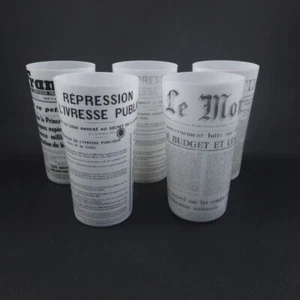 c1950er CREATION CLARY PARIS Set 5 Milch Glas Highball Becher Barware Zeitung - Bild 1 von 12
