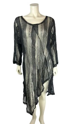 Туника Krista Larson черная с блестками сетчатая асимметричная украшенная искусство носить прозрачная - Изображение 1 из 4
