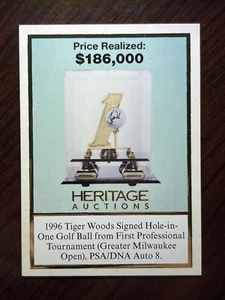 2023 Heritage Auctions National PROMO 1996 Tiger Woods signierter Golfball **LESEN - Bild 1 von 2