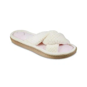 ISOTONER Beige Popcorn ECO Microterry Memory Foam Slide Slippers SZ L (8.5-9) - Picture 1 of 7