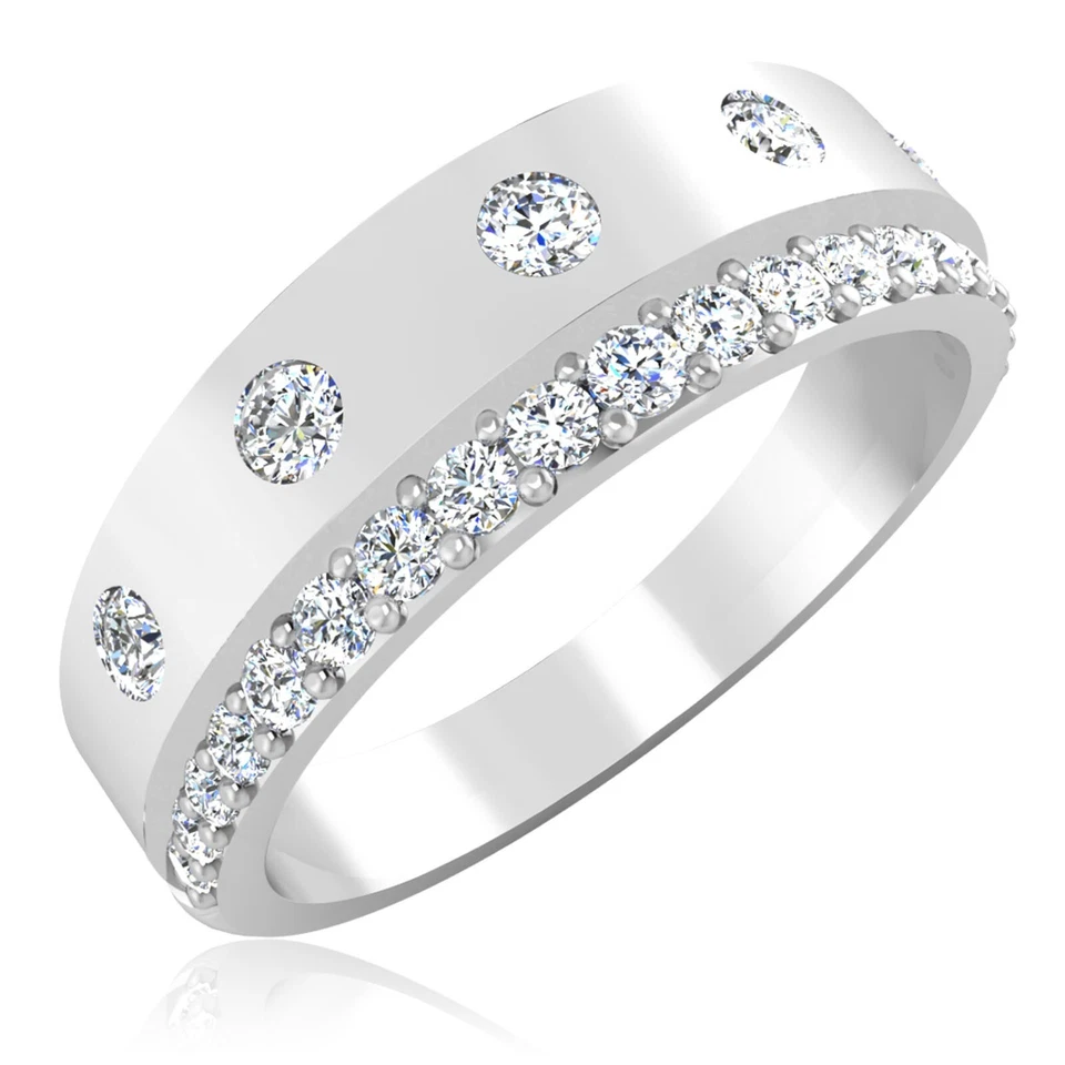 Alianza de boda redonda de diamantes naturales de 0,36 quilates de corte brillante platino 950 real Foto 1 de 4