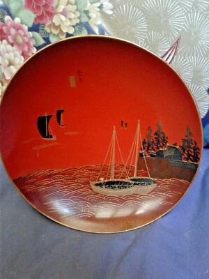 Antiguo raro japonés período Meiji rojo laca Wajima cuenco con patas  Foto 1 de 4