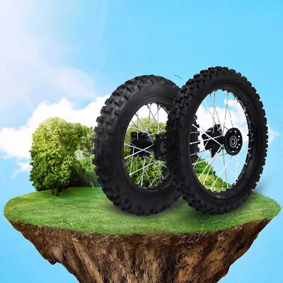 15mm Front 60/100-14 + Rear 80/100-12 WHEEL TIRE Rim For Honda CRF Dirt Pit Bike - Image 1 of 4