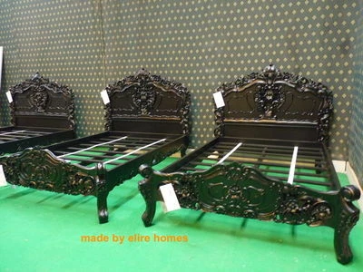 Cama rococó estilo gótico oriental negro a medida   Foto 1 de 4