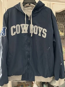 Chaqueta con Capucha Reversible con Logotipo Vintage de los Dallas Cowboys con Cremallera Gris Marino XXL - Imagen 1 de 9