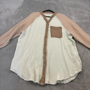 Vestido Camisa Aerie Piscina Para Fiesta Gauzy Para Mujer M Marrón Crema Playa Envejecido Boho - Imagen 1 de 15