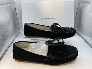 Mocasines Karen Millen de gamuza negra con flecos EU 36 - Imagen 1 de 8