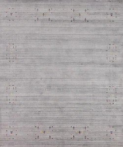 High-quality Gray Hand-woven Wool Square Rug Durable Gabbeh Rug 8x8 ft - Picture 1 of 18