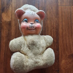 Rushton Vintage Plush Rubber Face Bear Doll Stuffed Musical Working 8” - Picture 1 of 8