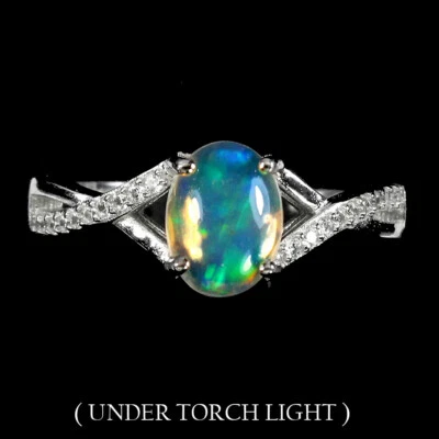925 Sterling Silver Ring Oval Fire Opal 8x6mm Simulated Cz Gemstone Jewelry 7 - Image 1 of 4