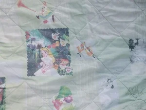 Vintage Disney Alice In Wonderland Full/Queen Quilt Blanket Mad Hatter Green - Picture 1 of 9
