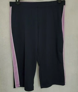 SJB Active Womens Capri Pants Size Medium Petite PM Black Purple White Striped - Picture 1 of 24