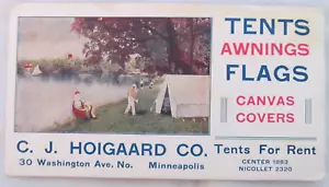 Vintage Blotter Minneapolis Mn. C. K. Hoigaard Tent and Awning Co Camping Flags - Picture 1 of 3