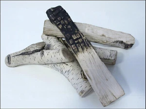 Dekoholz Keramik Birkenholz Bioethanol Kamin Dekofeuer 5-tlg. Set - Bild 1 von 1