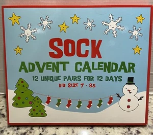Advent Calendar Socks 12 Days Of Christmas Unique Socks Kids Size 7-8.5 New - Picture 1 of 5