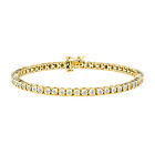 1.0 Carat 10K Yellow Gold Diamond Round Bezel Tennis Bracelet Sterling Silver 8"
