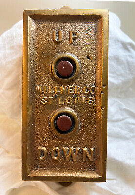 Antique Millner ELEVATOR UP DOWN CALL BUTTONS  CAST IRON Brass WASH St. Louis MO • 285$