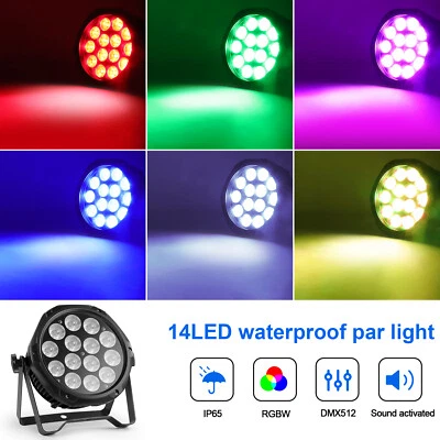 210W 14 LED IP65 Waterproof Par Light RGBW DMX Stage DJ Outdoor Lighting Light - Image 1 of 4