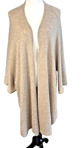 Claudia Nichole Beige Cashmere Merino Wool Blend Open Cardigan One Size - Picture 1 of 11