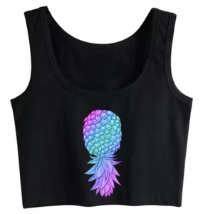 Women’s Sexy Crop Top Upside Down Pineapple Swinger Hotwife - Bild 1 von 9