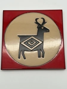 Deer Art Fliese Native American Keramik glasiert Made in Italy Hängeuntersetzer 6x6 - Bild 1 von 5