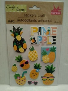 NEW Crafter's Square 10 PC Pop Up Stickers Pineapple Theme Scrapbook Crafts - Picture 1 of 2