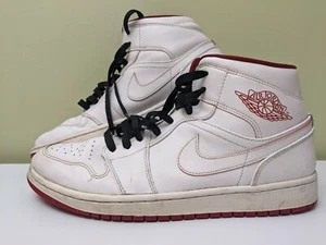 Size 10 - Jordan 1 Retro Mid White Gym Red Mens 554724-103 - Picture 1 of 11