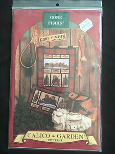 Calico Garden Pattern Gone Fishin Hanging Wall Quilt - Picture 1 of 2