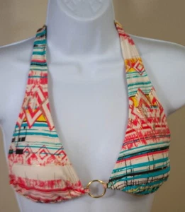 Mudd Orange Aqua Gold Pattern Swimwear Halter Top or Bottoms MSRP $28 - Picture 1 of 10