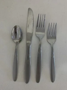 Cambridge CRESCENT Stainless 4-Dinner Knife 2 Forks Spoon Frosted/Glssy Flatware - Picture 1 of 3