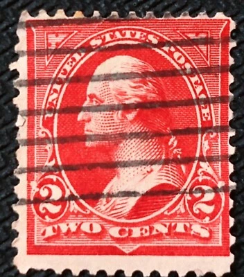  U.S. STAMP  1894/8 Washington 2 cent, Carmine, triangles type lll, XF rare - Image 1 of 2