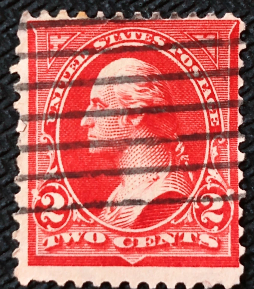  U.S. STAMP  1894/8 Washington 2 cent, Carmine, triangles type lll, XF rare - Image 1 of 2