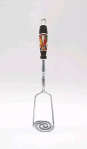 Vintage Mid Century Ukrainian Potato Masher Multicolored Folk Art Design - Picture 1 of 16