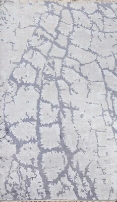 Wool/ Silk NEW Abstract Oriental Area Rug Hand-knotted 5x8 Contemporary Carpet - Image 1 of 4