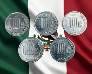 Lote de 5 Monedas México 10 Centavos - 1992 a 1996 Fecha Ejecución - Envío Combinado - Imagen 1 de 2