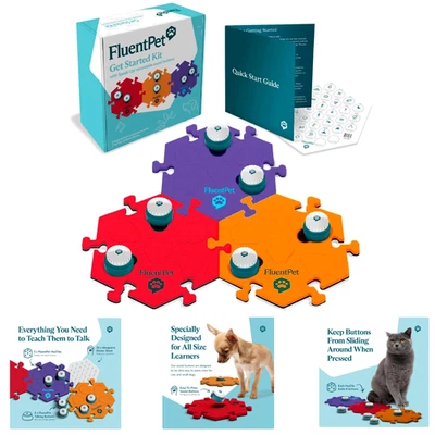 Paquete de 6 botones grabables con pilas + 3 alfombrillas para entrenamiento de comunicación de mascotas Foto 1 de 4