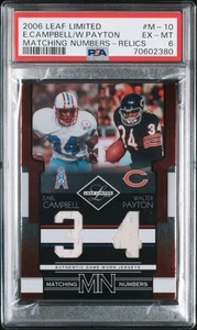 PSA 6 2006 LEAF LIMITED WALTER PAYTON-EARL CAMPBELL DUAL GAME WORN JERSEY /100 - Picture 1 of 4